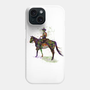 Cowboy on Horseback Watercolor Silhouette Phone Case