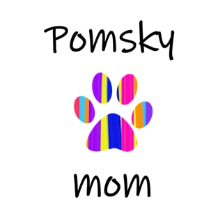 Pomsky mom. Colorful cute dog paw print. Gifts for dog lovers. T-Shirt