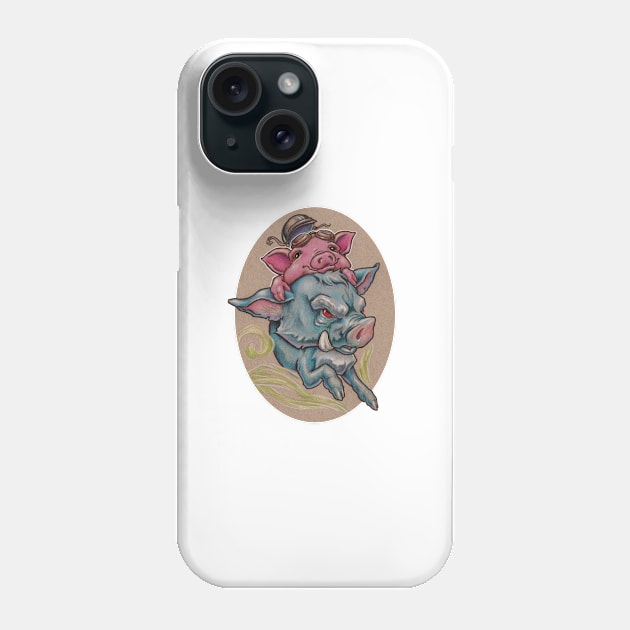 Piggy riding Hog (or a Hog Riding Piggie?) Phone Case by justteejay