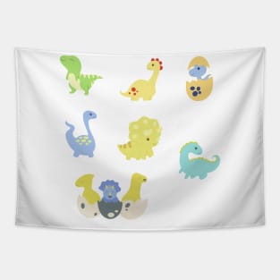 colorful baby dinos sticker pack design Tapestry