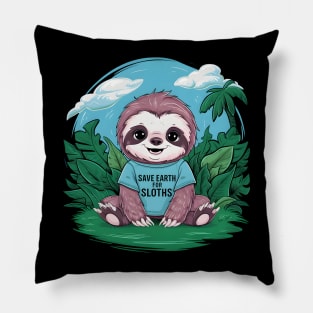 "Charming Guardian: Sloth's Plea for the Planet" Pillow