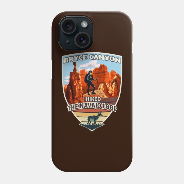 I Hiked the Navajo Loop Bryce Canyon National Park with Pronghorn Design for Women Phone Case by SuburbanCowboy