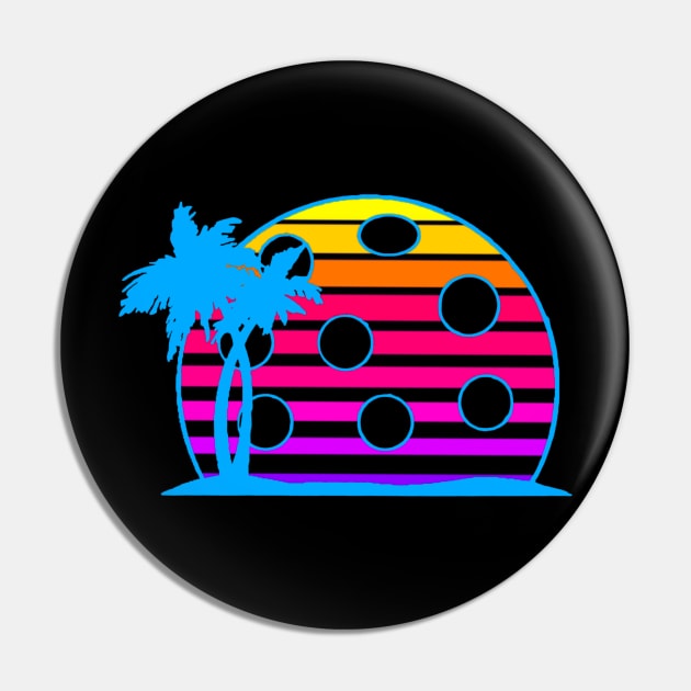 Pickleball Retro Wave Sun Vintage 80s Style Pin by LefTEE Designs