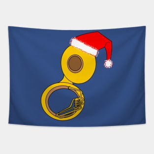 Santa Hat Tuba Tapestry