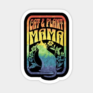 Cat and Plant Mama Boho Colorful Feline Love Magnet