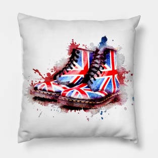 Union Jack flag Dr Martens Boots on White Pillow