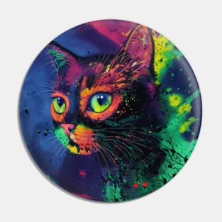 Trippy Multicolored Cat Pin