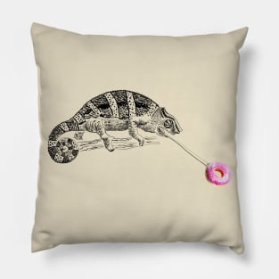 chameleon with donut Pillow