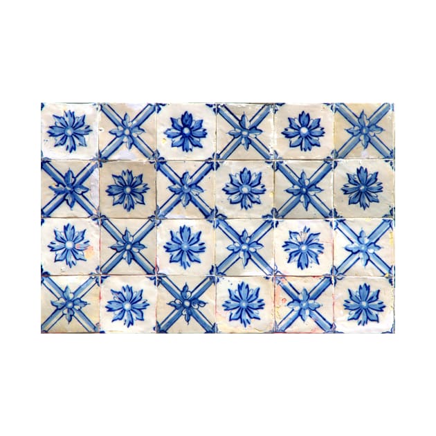 Portuguese tiles. Blue flowers and trellis by juliedawnfox