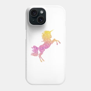 Pink and Yellow Ombre Faux Glitter Unicorn Phone Case