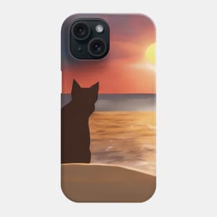 Cute Cat Watching Sunset Scene Phone Case