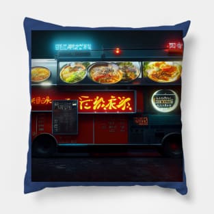 Cyberpunk Tokyo Ramen Food Truck Pillow