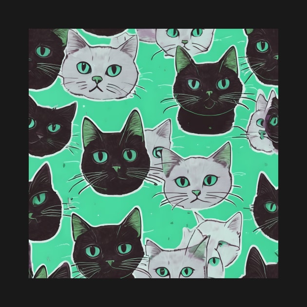 Black And White Cats Pattern by vanityvibes