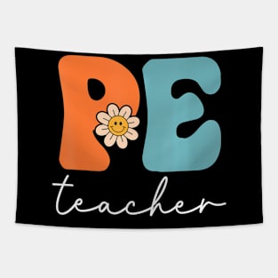 Pe Teacher Team Retro Groovy First Day Of School Tapestry