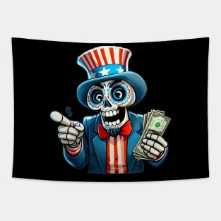 Sugar Skull Uncle Sam - 4th of July - Capitalism Tapestry