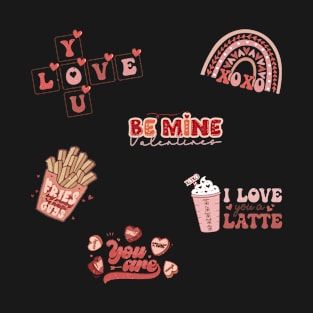 Retro Cute Valentine Stickers Pack T-Shirt