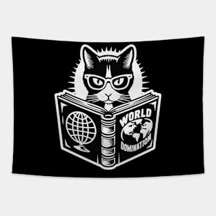 Clever Cat World Domination Plan Geeky Humor Tapestry