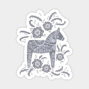 Swedish Dala Horse (Gray) Magnet