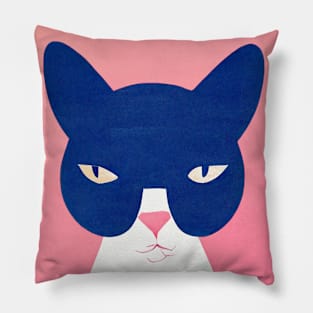 Gangsta Cat Retro Poster Vintage Art Gangsta Wall Blue Pink Illustration Pillow