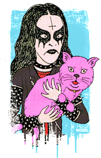 metal head pink cat Magnet