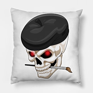 Skull Painting Paint brush Pillow