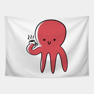 Cute Octopus with Cup Tapestry