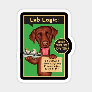 Funny Labrador Retriever Dog with new toy on Chocolate Lab Holding Sneaker Magnet