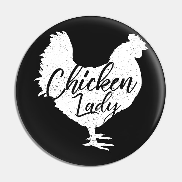 Chicken Lady for Women White Pin by ThreadsMonkey