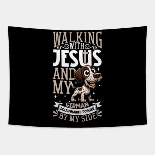 Jesus and dog - German Roughhaired Pointer Tapestry