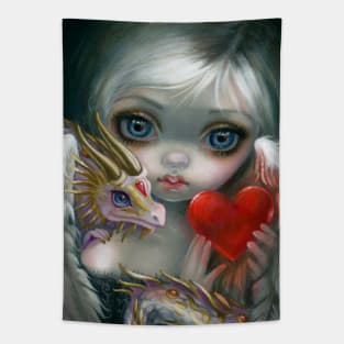 Chibi Goth Girl in Love with Dragons Tapestry