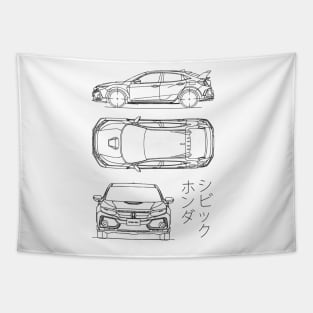 Civic FK8 Type R (10th Gen) Blueprint Tapestry