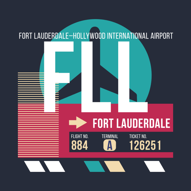 Fort Lauderdale (FLL) Airport // Retro Sunset Baggage Tag by Now Boarding