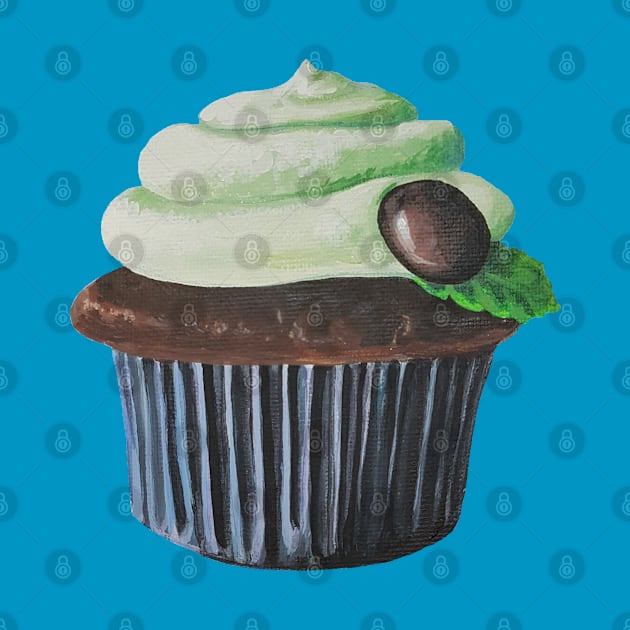 Mint Chocolate Cupcake Painting (no background) by EmilyBickell