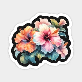 Luscious Tropical Watercolor Hibiscus Flower Magnet