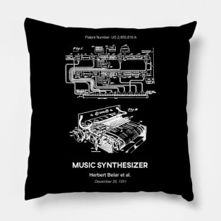 Music Synthesizer Patent White Pillow