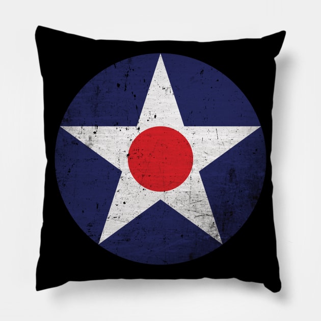 Vintage USAAC Roundel 1919-1941 Distressed Pillow by Beltschazar