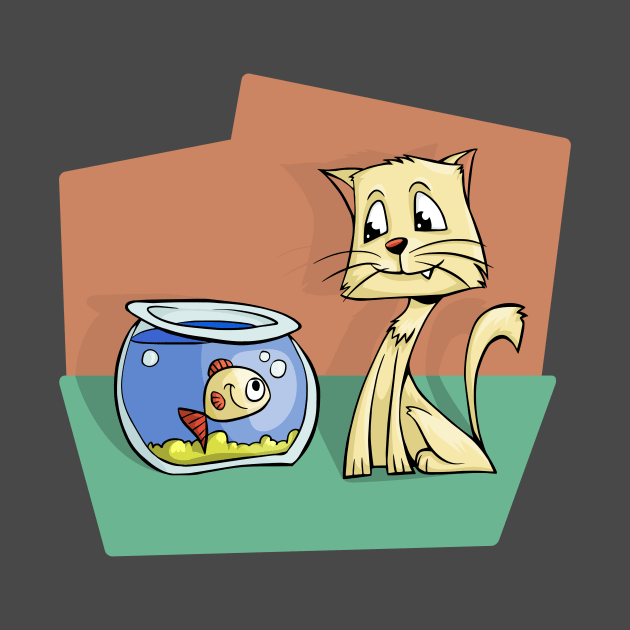 Cat and Goldfish Friends by PatrioTEEism