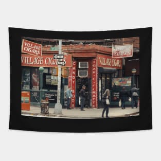 Village Cigars - New York City Store Sign Kodachrome Postcards Tapestry