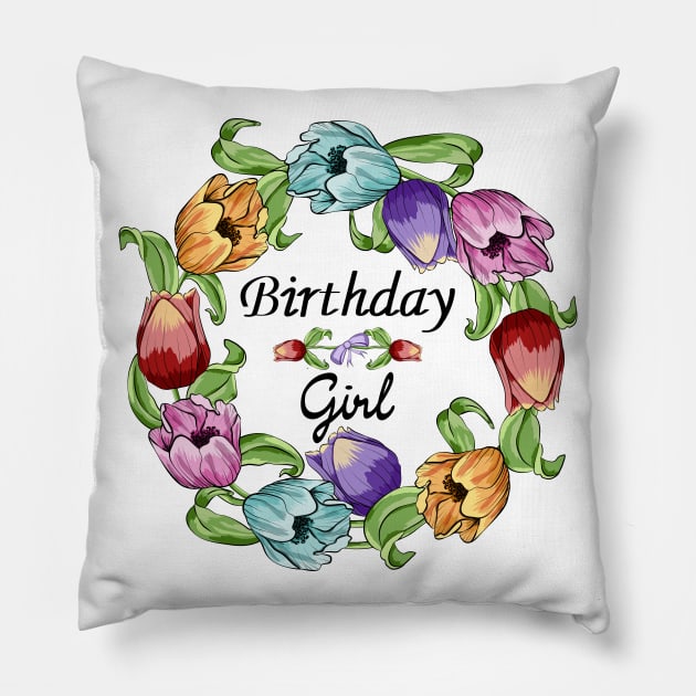 Birthday Girl Pillow by Designoholic