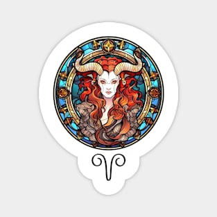 Stained Glass Aries Magnet