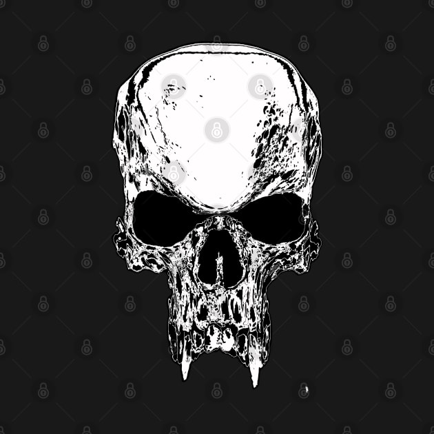 White vampire skull, black background. by Bird