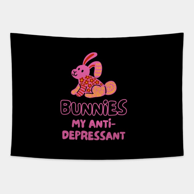 Bunny Therapy Depression Anxiety Lover Foodie Animals Pets Sarcastic Funny Meme Cute Gift Happy Fun Introvert Awkward Geek Hipster Silly Inspirational Motivational Birthday Present Tapestry by EpsilonEridani