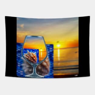 Glassy Beach Sunset Tapestry