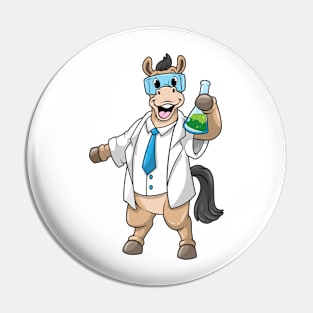 Horse as a chemist with goggles and test tube Pin