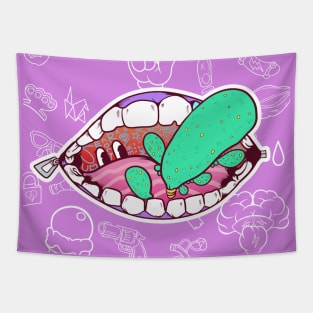 Dope taste of the mouth cartoon illustration Tapestry