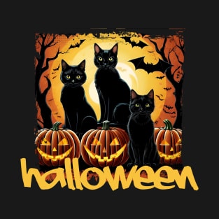 Black Cats on Halloween Night T-Shirt