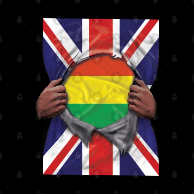 Bolivia Flag Great Britain Flag Ripped - Gift for Bolivian From Bolivia by Country Flags