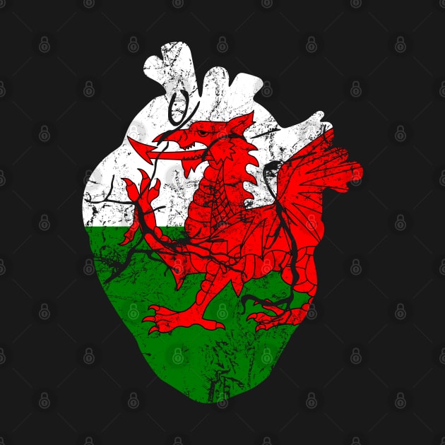 Love Wales Anatomical Heart Welsh Dragon St Davids by Welsh Jay