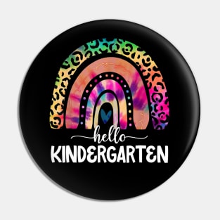 Hello Kindergarten Teacher Leopard Rainbow Back To School Pin