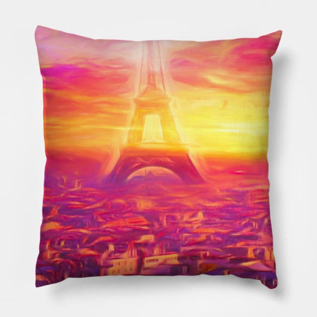 Pink Paris Pillow by jasminaseidl